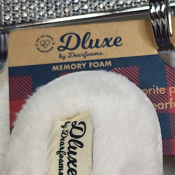 Dluxe by Dearfoams Cream Plush Rubber Soled Super Mom Memory Foam Slippers Sz S - Picture 16 of 16